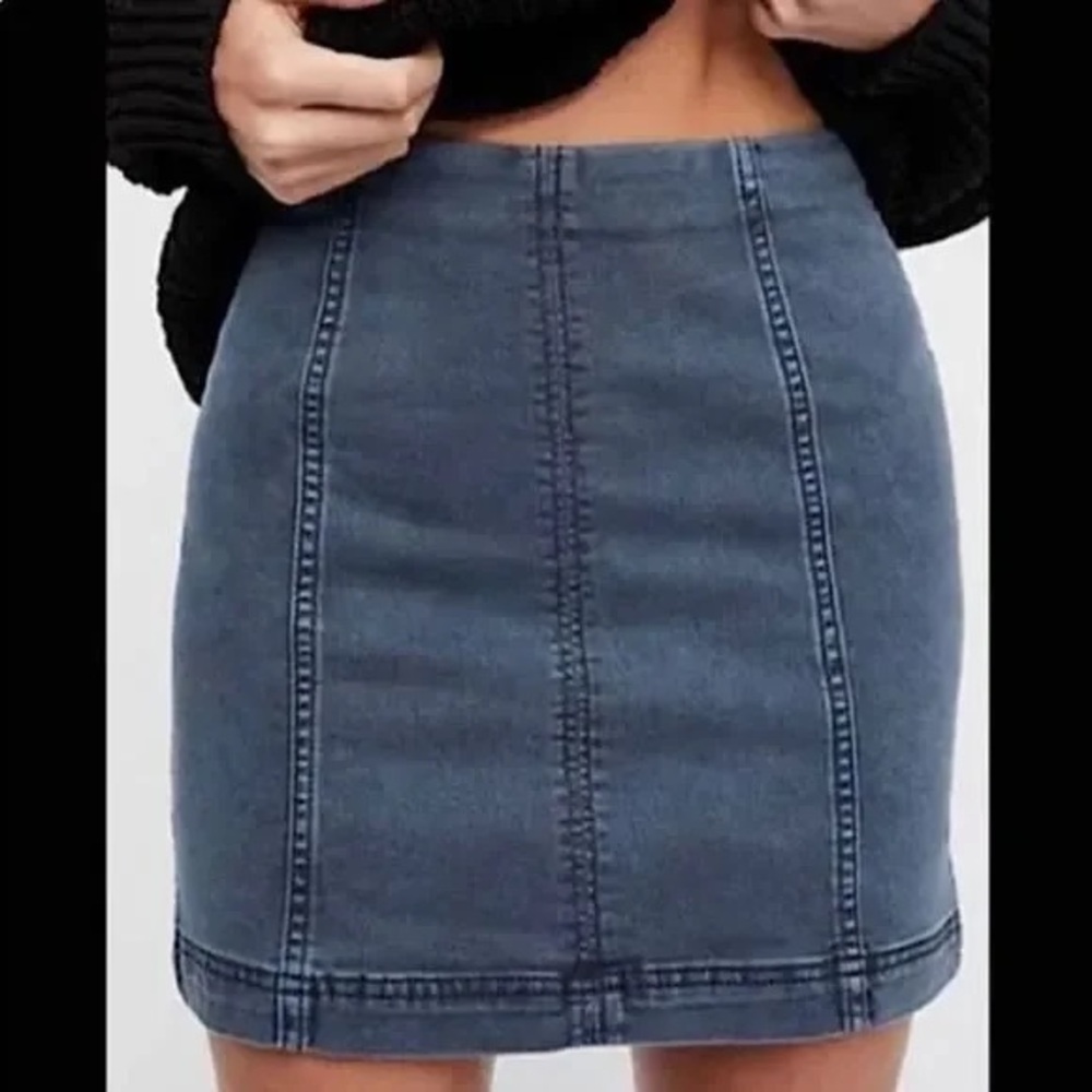 Free People Denim Mini Skirt - Blue